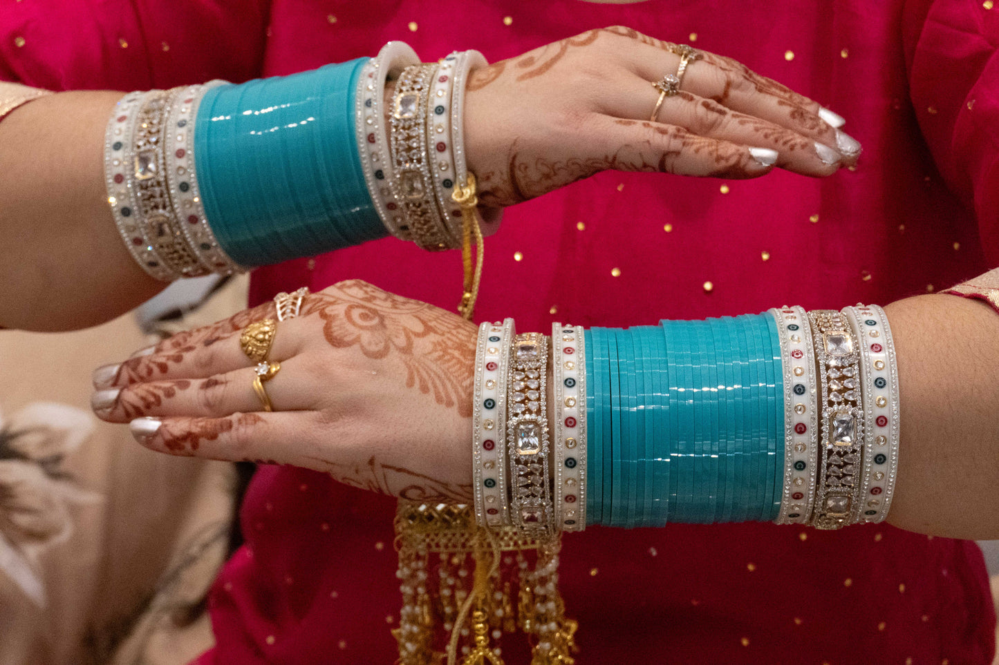 Aqua Glamour Chura with AD Bangles