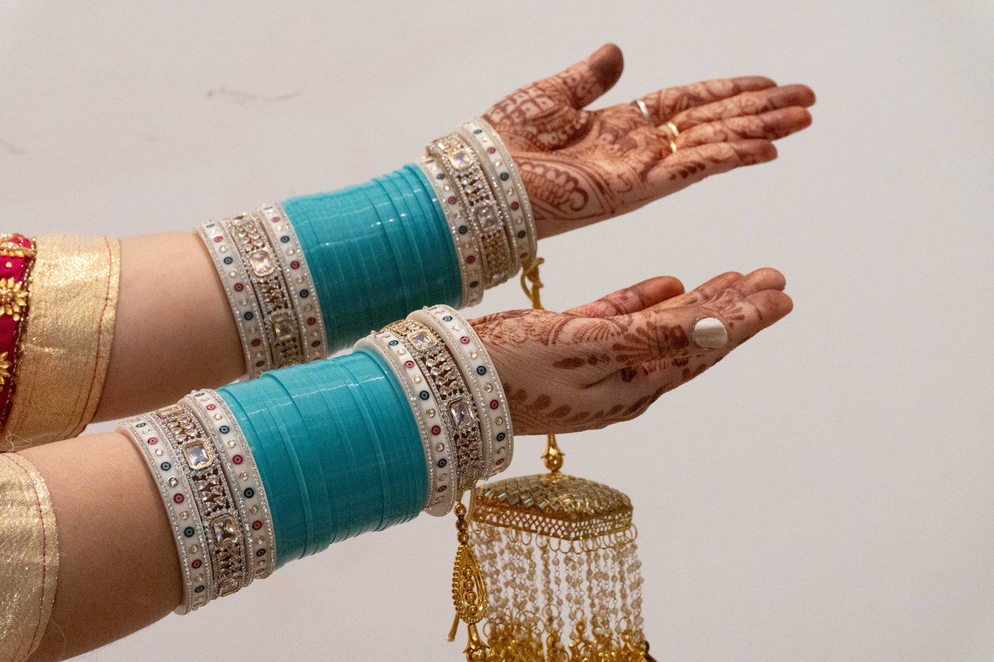 Aqua Glamour Chura with AD Bangles