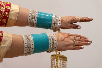 Aqua Glamour Chura with AD Bangles