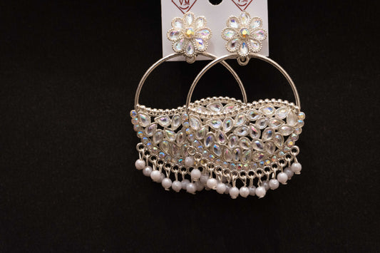 Silver Kundan Jhumkas