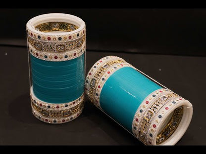 Aqua Glamour Chura with AD Bangles